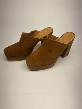 Lisa Vicky Badab Dark Cognac Platform Mule Sz 10 M